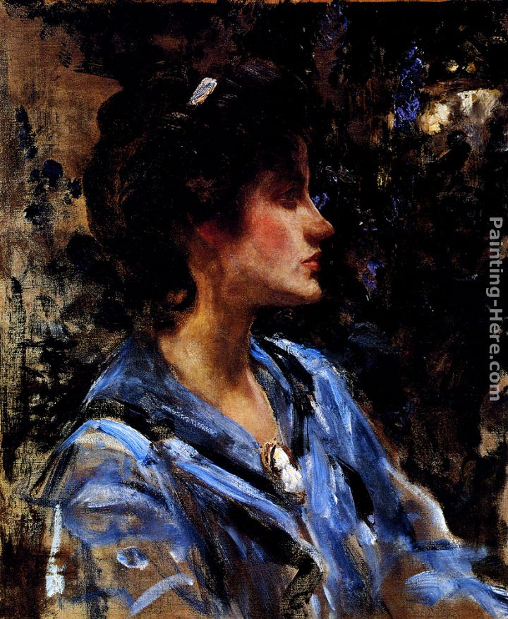 Young Woman In Blue -- Miss H. Strom painting - James Jebusa Shannon Young Woman In Blue -- Miss H. Strom art painting